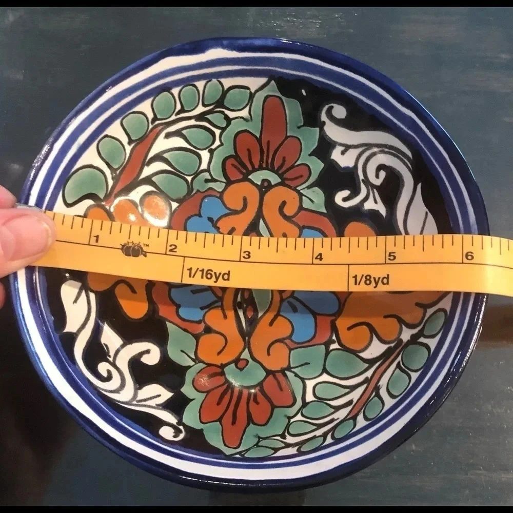 Mexican Talavera Pottery Footed Bowl Colorful